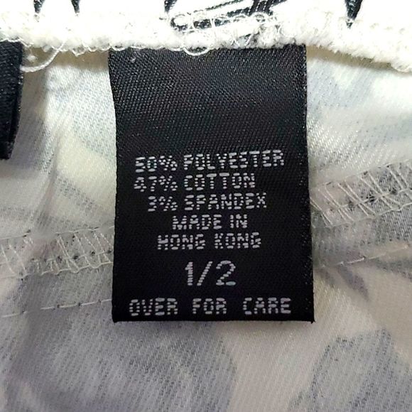 Express Stretch Cream Floral Straight Leg Casual Summer Ankle Pants - Picture 11 of 11